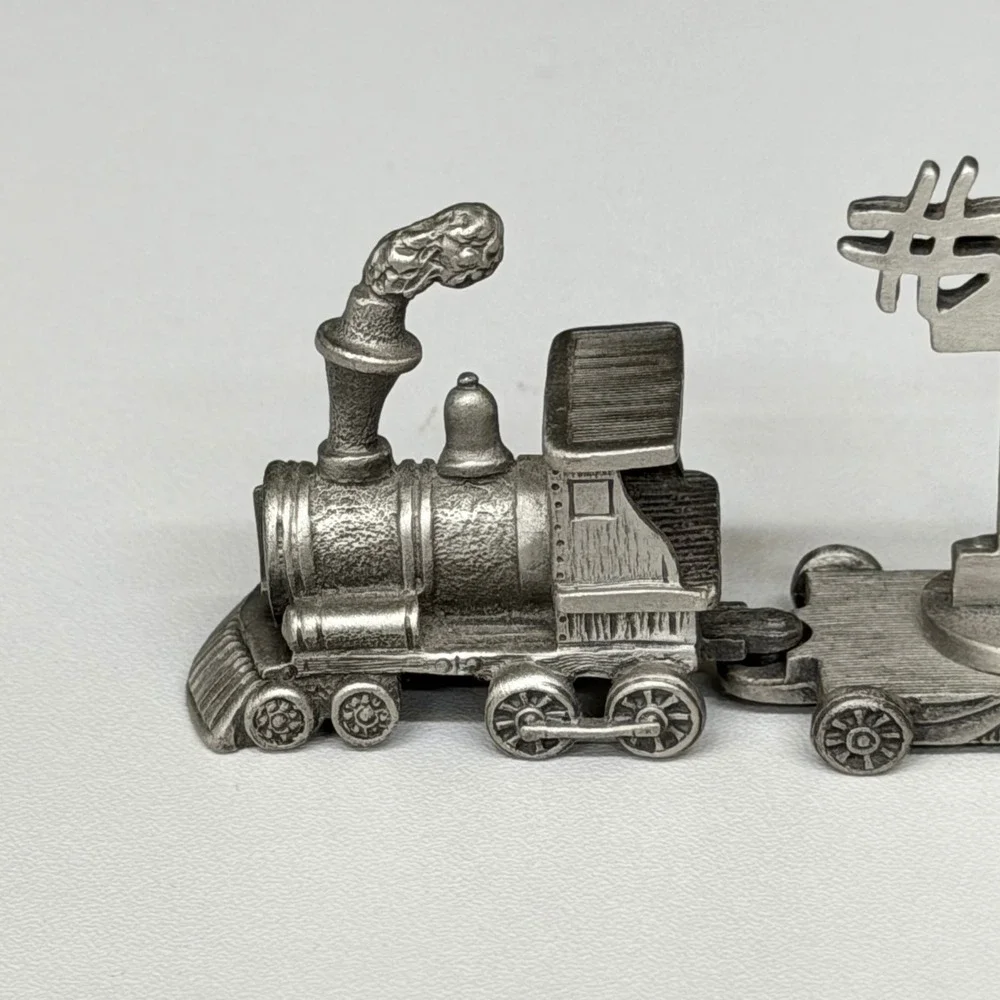 Fort Pewter Vintage #1 Golfer Miniature Train Set Collectible Desk Decor 9pc